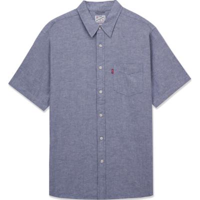 Levis Solid Color Comfortable Casual Short Sleeve Shirt Men Shirts Blue 86624-0048
