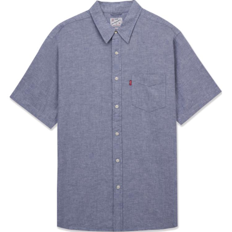 Levis Solid Color Comfortable Casual Short Sleeve Shirt Men shirts Blue 86624-0048