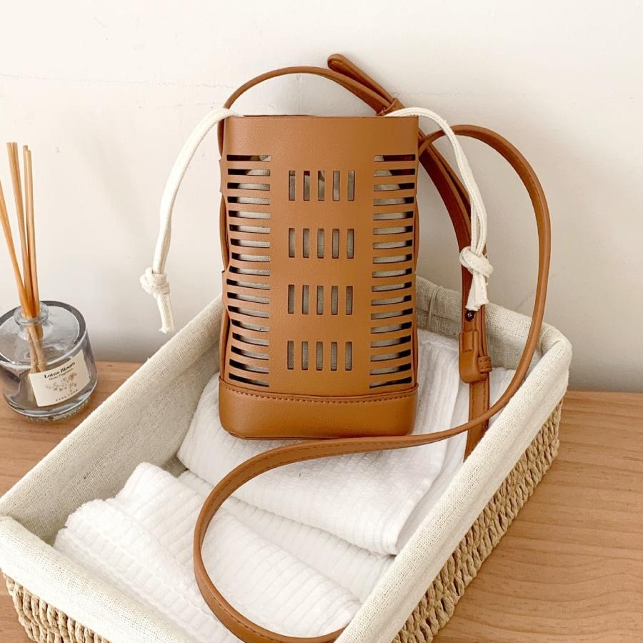 Vintage Hollow Women Shoulder Bag Handbags PU Leather Summer Solid Color lady Crossbody Bag small phone wallet