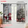 2pcs   Plane Printing Light Filtering Curtains Festive Snowman & Christmas Tree Versatile Polyester (without Rod) Festive Use