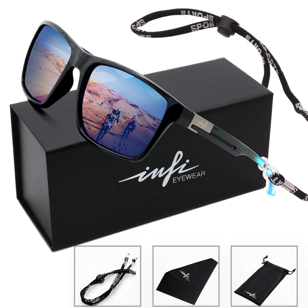 Polarized Sunglasses for UV Gradient Black Blue Mirror Designer Model [INFI] Fishing, Driving, Sports, Running, Protection, Men's & Women's, Frame,
