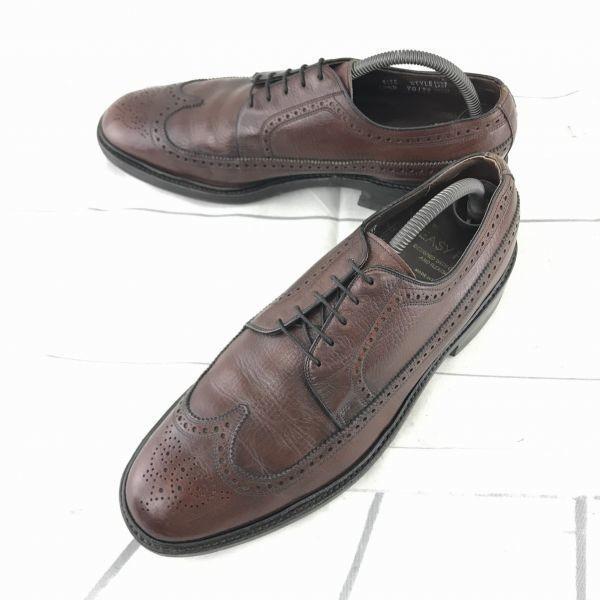 

USED/70s-80s Vintage USA Easy Flex Sears Leather Long Wing Tip Brown 28.0