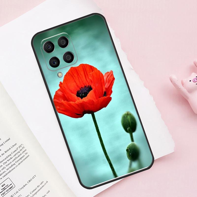 Red Corn Poppy Flower Case For Samsung Galaxy M52 M32 M12 M13 M53 M51 M31 M11 M14 M34 M54 M16 M36 M56 M15 M35 M55