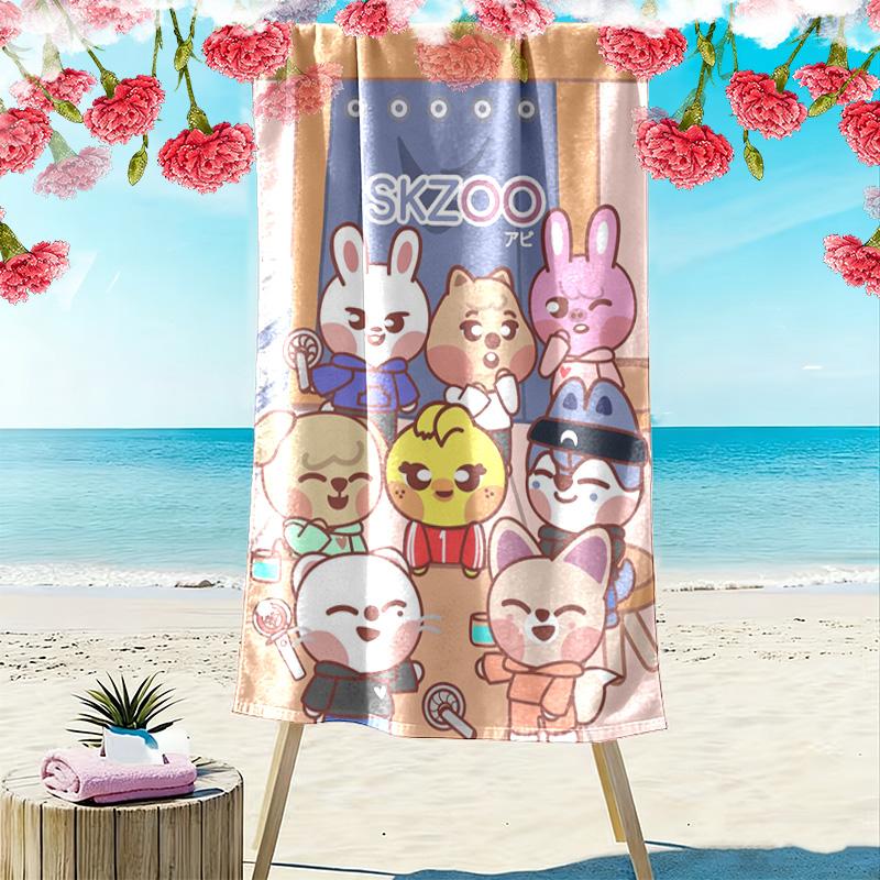 Fun Cartoon Character Design 2D Flat Print Beach Towel, Large Soft Quick Dry Towel for Beach Camping SwimmingXSTJ0915099