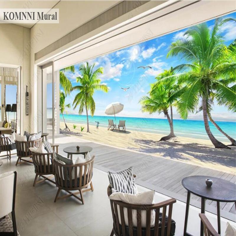 Wandbild Kokosnussbaum Strand Wandbild Wohnzimmer TV Hintergrund Tapete Schlafzimmer Dekoration Wandbild Heimdekoration