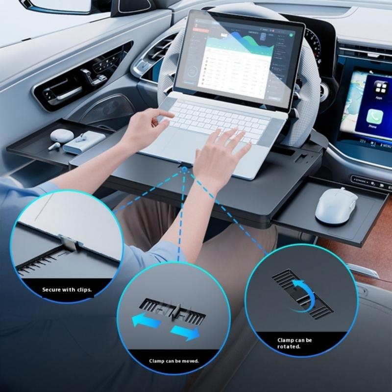 Adjustable Laptop Holder Steering Wheel Tray Table Multipurpose Interior Laptop Desk Fit Most Vehicles Easy Installation