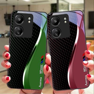 Creative Curve Double For Xiaomi Redmi 13C Note13 12 Pro Plus 5G Note 9 13T Pro POCO X6 F5 F6 Black Tempered Glass Phone Case