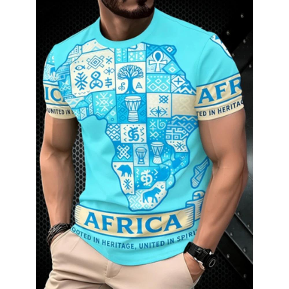 Men's 3D African Stone Carving Print T-Shirt Retro Vintage Style Couple Tee