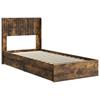 Bed Frame with Storage Space and Headboard Smoked Oak