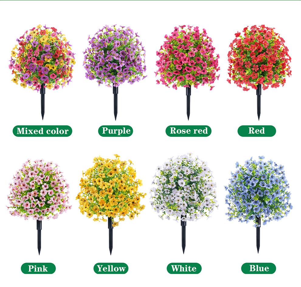 Violet Eucalyptus Garden Stake: Realistic Faux Flower Decoration with Ground Peg