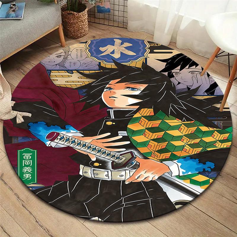 Tappeto Rotondo Demon Slayer Tappeto Tappeto Per Soggiorno Camera Da Letto Divano Sala Giochi Decorazione Tappetino Antiscivolo