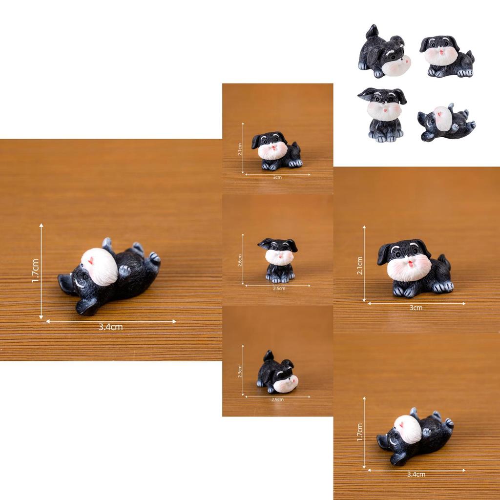 Adorable Schnauzer Resin Figurine Miniature Creative Diy Landscape Decoration