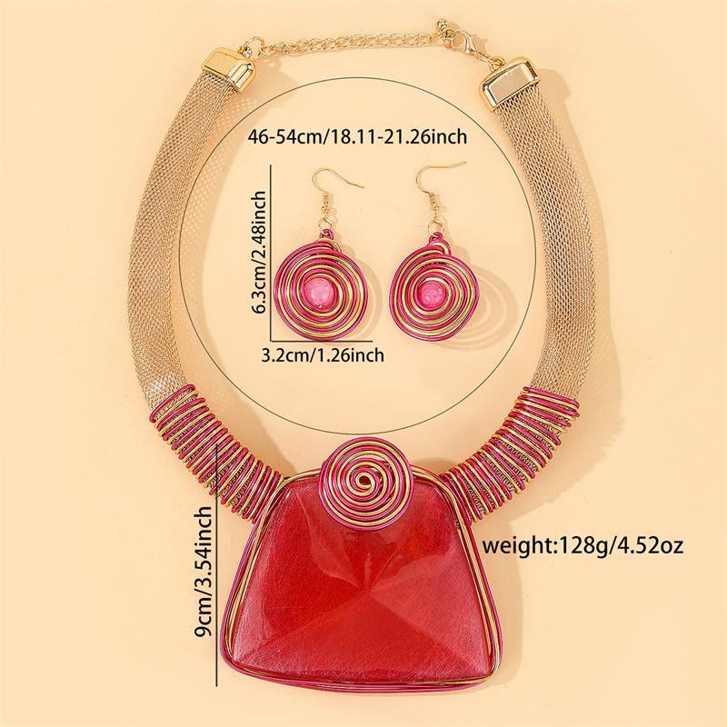 1set Crystal Necklace Earrings Set For Women Vintage Style Colorful Rhinestone Jewelry Set Inlaid Pendant With Lantern Chain
