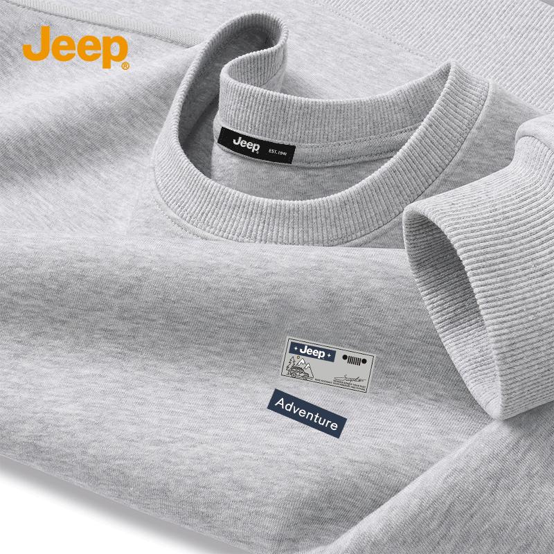 JEEP Men's 2026 Spring Loose Heavyweight Round Neck Sweatshirt