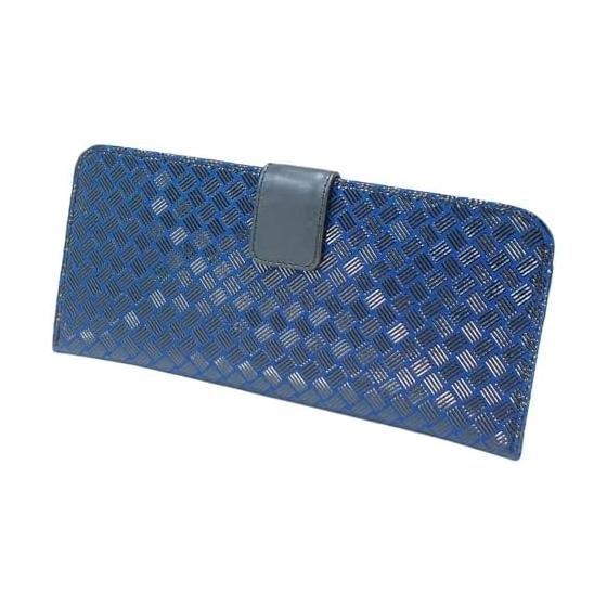 Inden-ya Inden Long Wallet Thin Deer Leather Cobalt Blue X Black Lacquer Ajuro Pattern 2107-cb-158