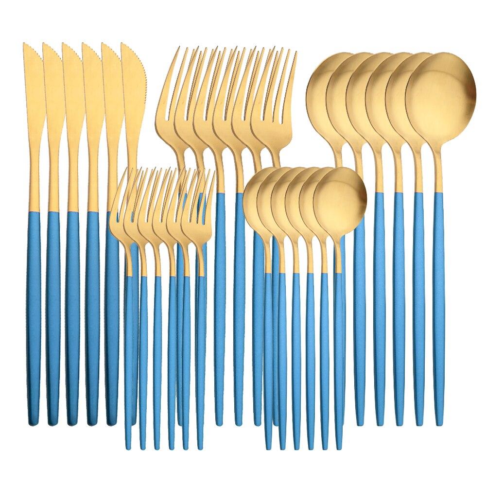 30PCS Geschirr Matte Grün Gold Bunte Edelstahl Besteck Messer Dessert Gabel Löffel Party Home Küche Geschirr Besteck Set