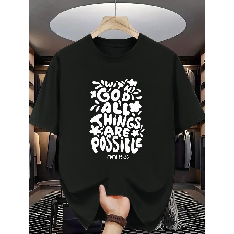 

Divine Providence, All Things Are Possible: Math 19:26 Printed Men s Short-Sleeve T-Shirt, Minimalist Fashion Design, Perfect for Casual Attire 4XL