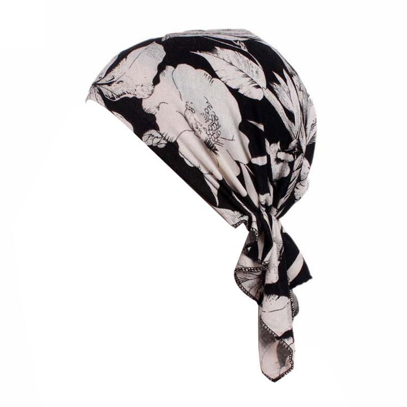 Women Printed Muslim Turban Pre-tie Style Cancer Chemo Hat Beanie Scarf Turban Head Wrap Cap  Headwear Lady Hair Accessories