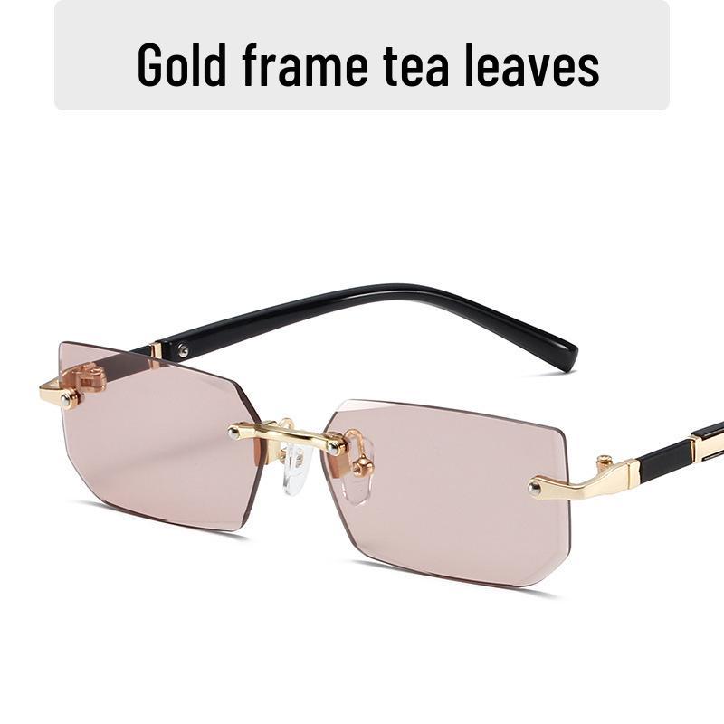 Frameless Square Women's Sunglasses - Trendy, Blue Light Blocking Glasses for Live Broadcasts