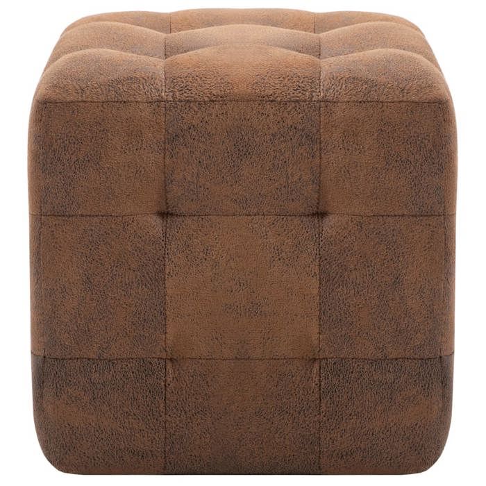 VidaXL 2 Pcs Poufs Brown 30 X 30 X 30 Cm Suede Faux Leather