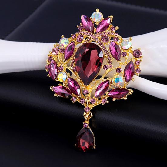 Brooch Gorgeous Luxury Flower Pattern Flower Shape Shawl Clip for Party