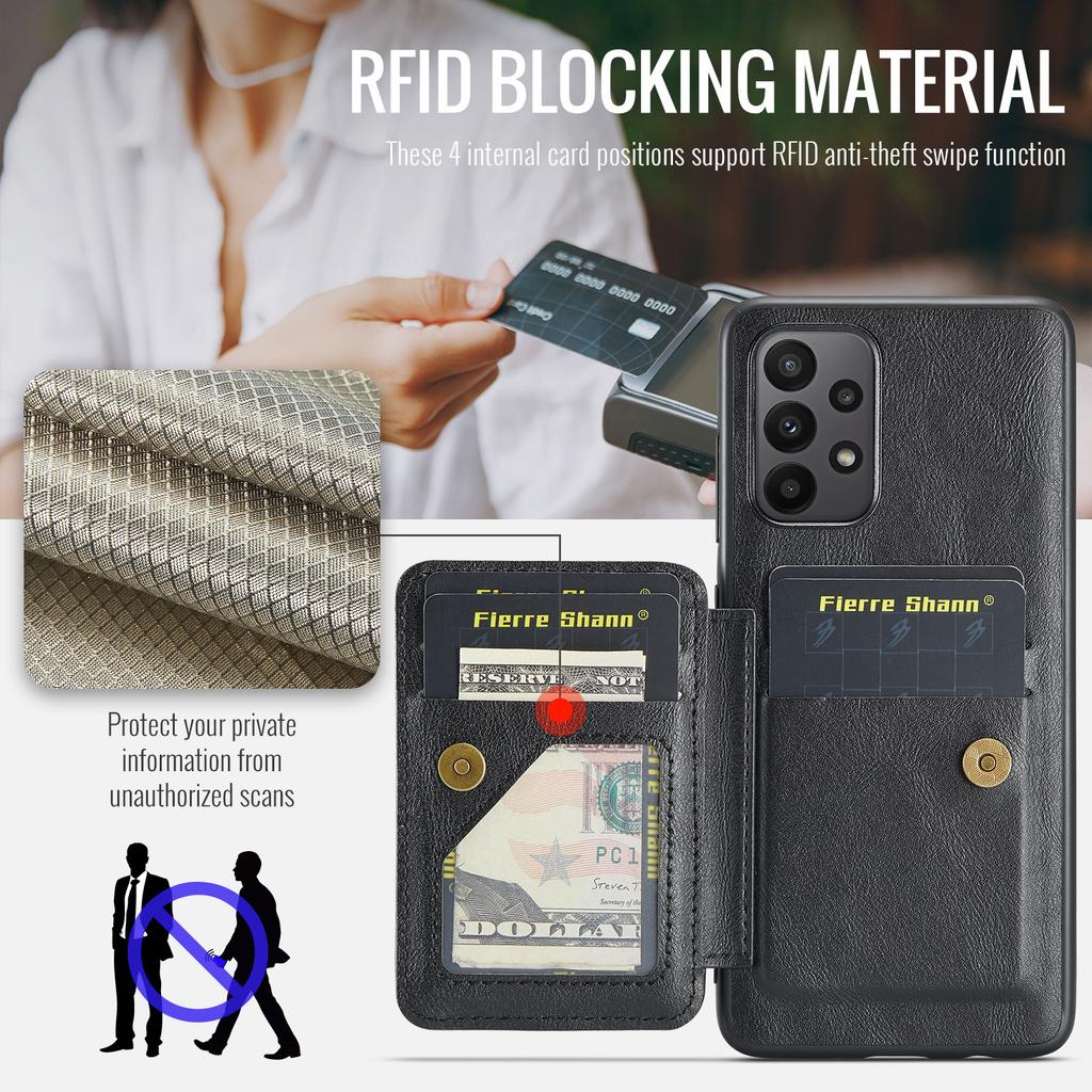 For Samsung Galaxy A73 5G Case with Card Holder Leather+TPU Protective Phone Cover