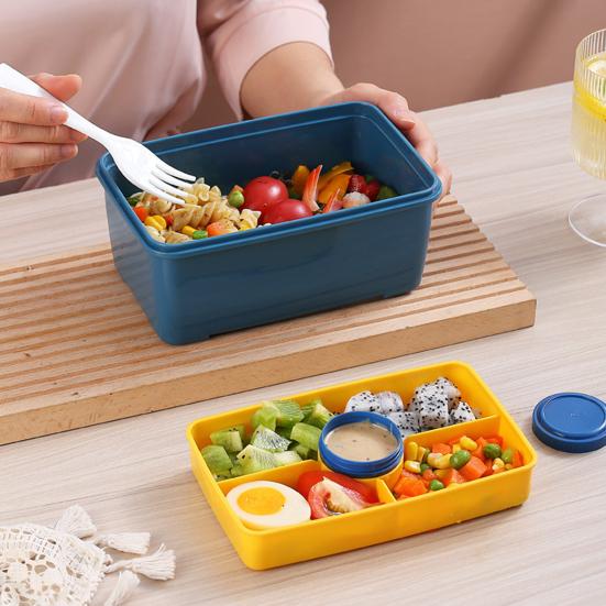 

Ланч-бокс герметичный бенто-бокс с вилкой и ложкой, дизайн сетки, портативный контейнер для хранения продуктов для домашнего офиса, школы