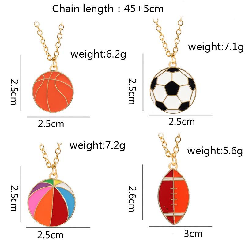 Colar Pingente de Bola Esportiva Desenho Animado - Acessório de Futebol, Basquete, Rugby