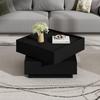 Couchtisch quadratische Drehbarer Moderner 2 Schubladen, kreativer Sofatisch Kaffeetisch, Beistelltisch Mitteltisch Home Office, Schwarz