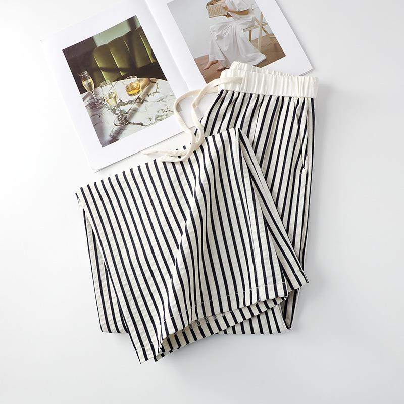 White Striped Wide Leg Women's Slimming Pants - New Summer 2025 Collection