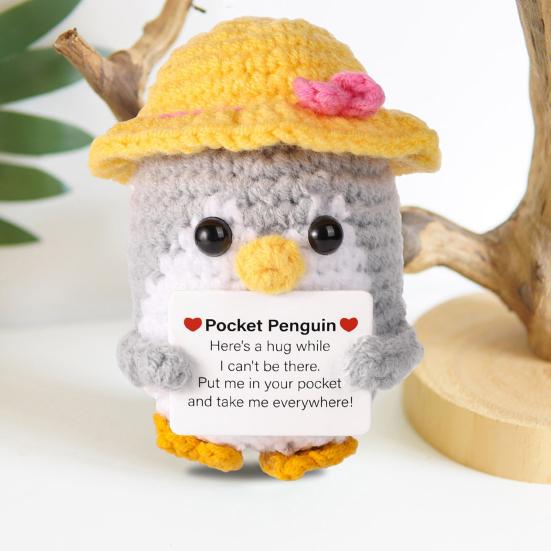 Mini Penguin Dolls Knitted Wool Pocket Dolls Cute Positive Emotional Support Penguin Toy