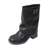 Vintage Western Cowboy Boots Damskie 2025 Plisowane Buty Z Palisady Okrągła Głowa Gruby Obcas Klamra Paska Średnie Spodnie Rurki Rycerskie Buty