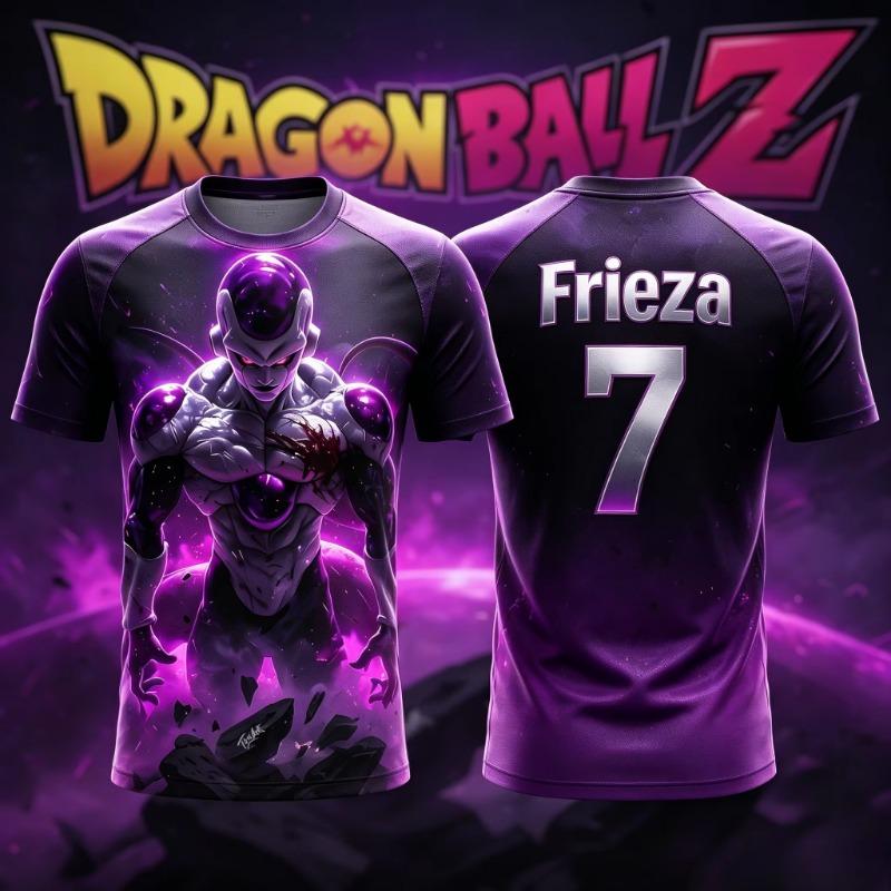 2026 Nueva Camiseta de Fútbol Estampada en 3D para Hombre Adulto Dragon Ball N.º 10/7 Freezer Camiseta de Anime para Niños Camiseta de Fútbol Especial