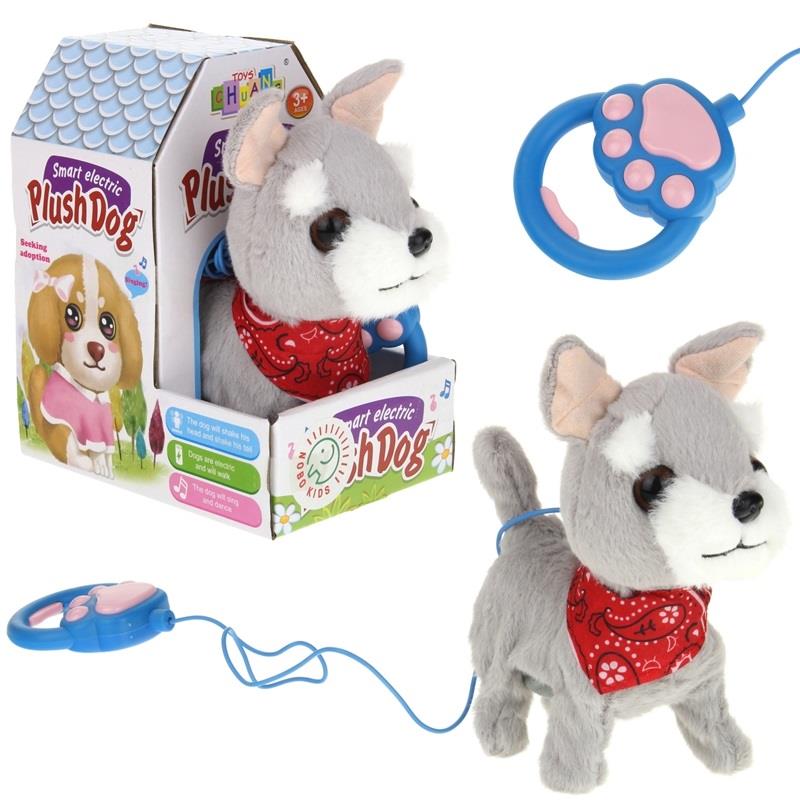 Interactive Dog on a Leash Mascot Schnauzer Walks and Barks