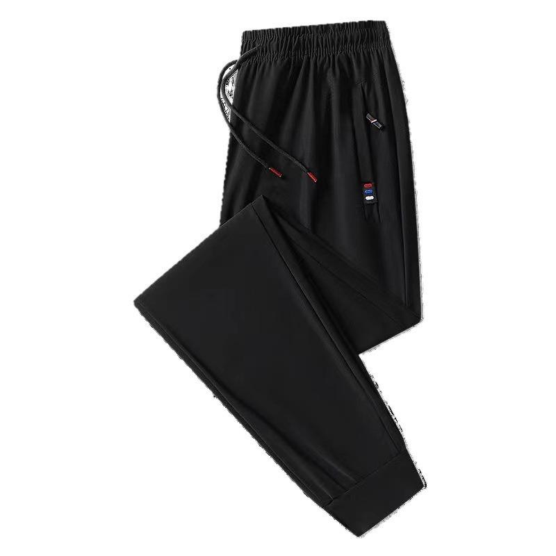 Ice Pants Men's Large Size Elastic Pocket Zipper Sports Casual Pants