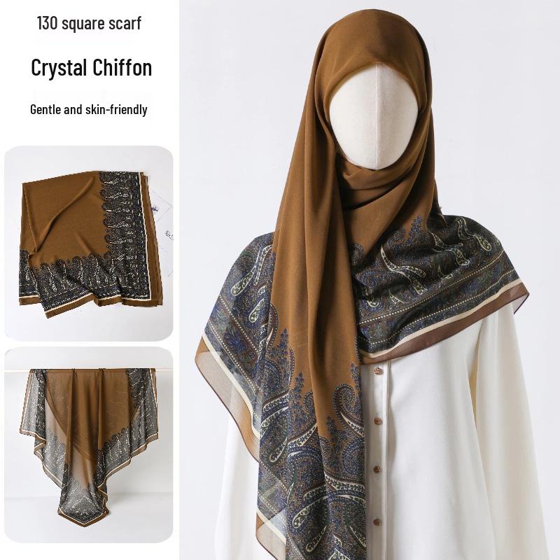 Damenmode 130x130 Seidenähnlicher Gaze Quadratischer Schal Stola - High-End, Leichtgewicht, Langer Schal