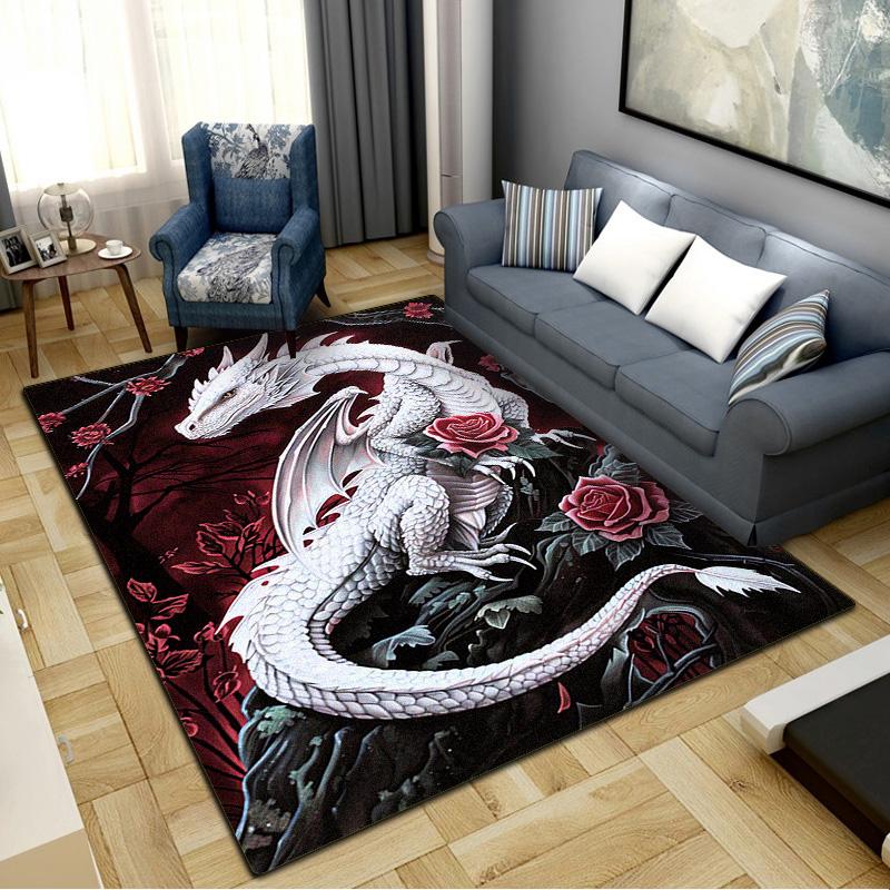 Vintage Dragon Carpet Rug for Living Room Bedroom Home Sofa Decoration,Kids play Non-slip Floor Mat