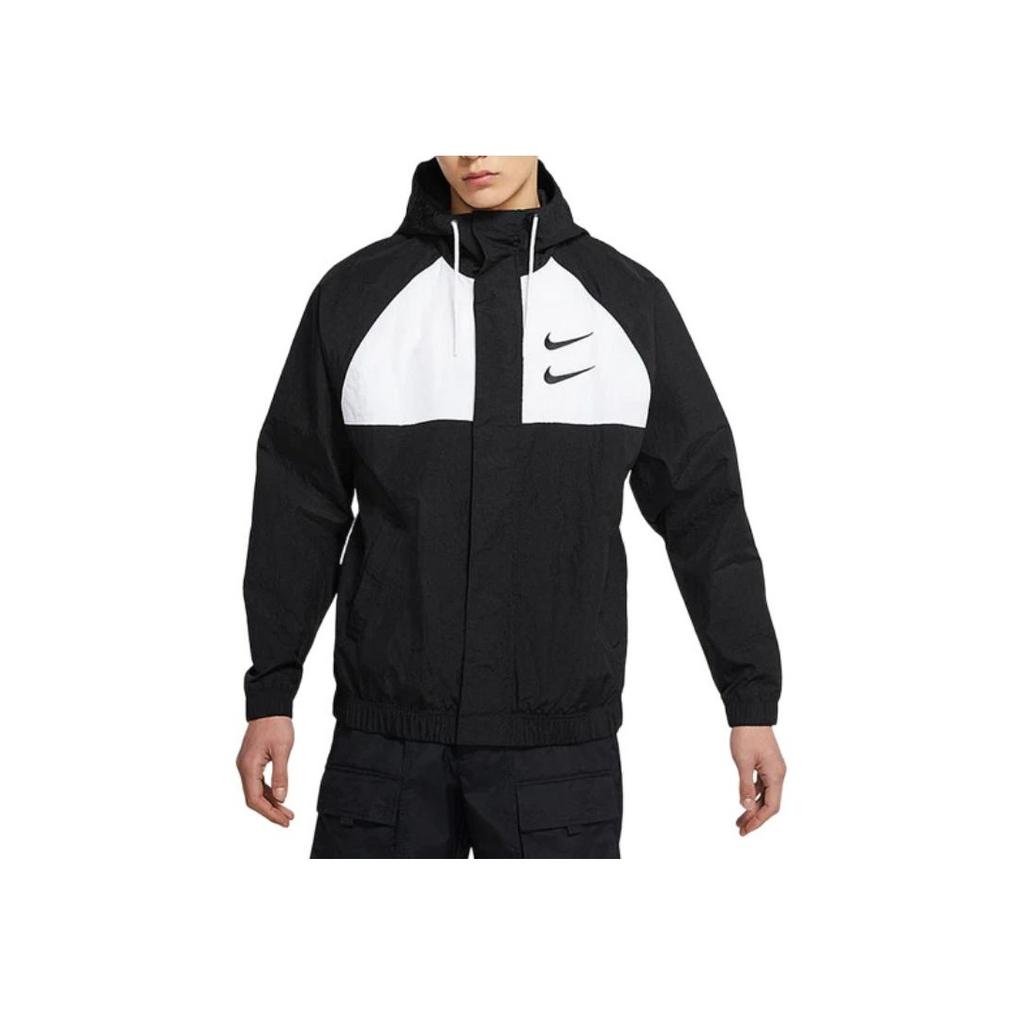 Nike Swoosh Dobbeltkrok Vindtett Sportsvevd Hettejakke Herrejakker Svart DJ9647-011