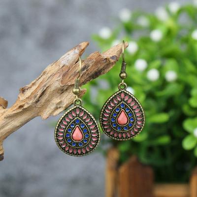 1 Paar Ohrringe Wassertropfenform Böhmischer Stil Glitzer Hängend Ohrschmuck Ohr-Accessoires für Damen