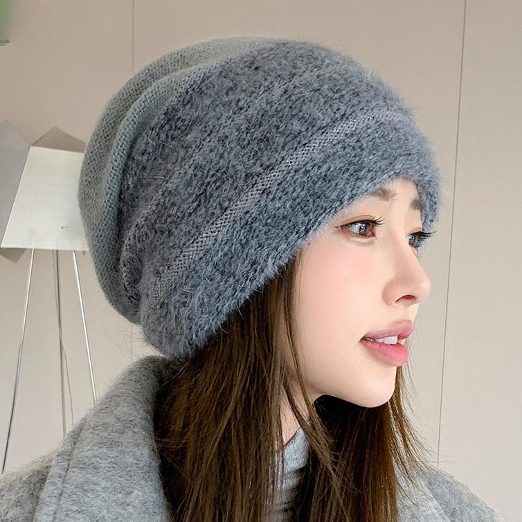 

Осенне-зимняя шерстяная шапка для женщин, модная теплая шапка среднего возраста для мам, вязаные шапки One Size серый
