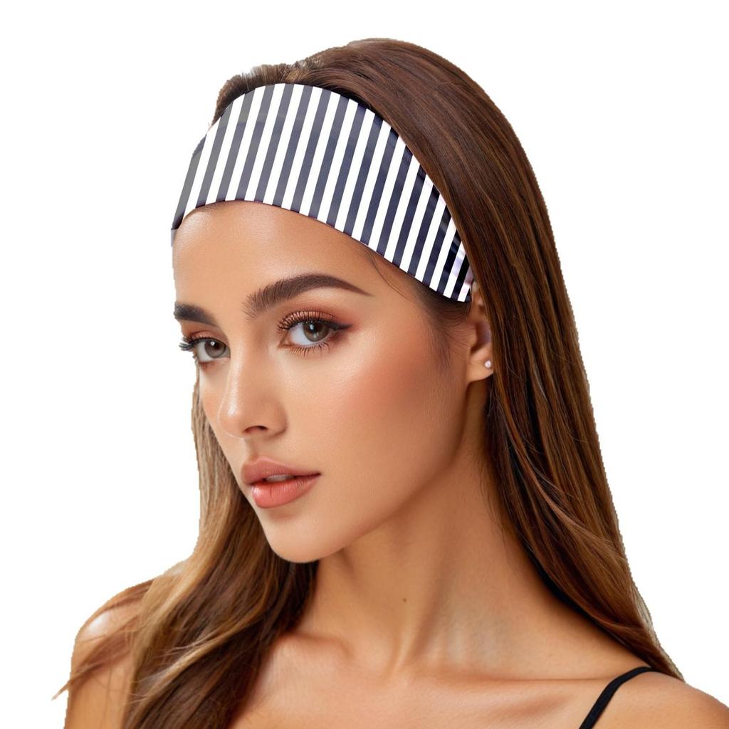 Fashion Women's Wide Headband Striped Print Hair Band  Elastic  Fitness Yoga Running Sweat-Wicking Wear Accessory