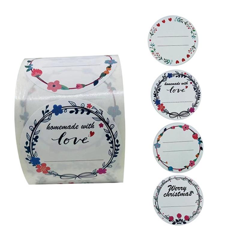 

5cm Canning Jar Labels Stickers Self-Adhesive Labels Flower Round Stickers Food Labels Writeable Labels Cosmetics Labels 1