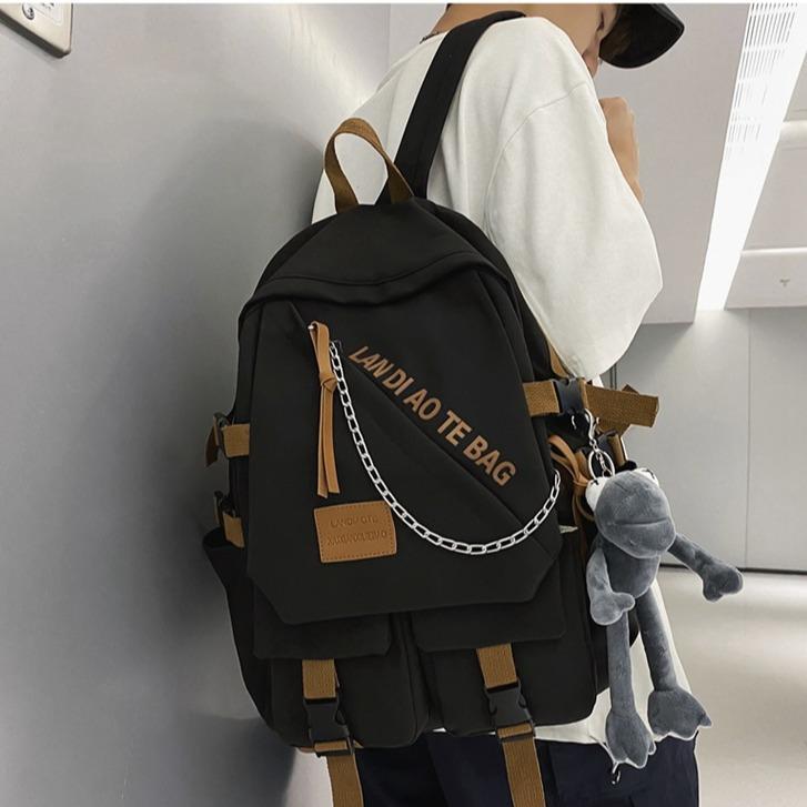 Schoolbag New Trend Tooling Wind Backpack Casual Versatile Large Capacity Backpack High Value Fashion Simple Student School Bag