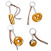 Bag Pendant 1:1 Realistic Simulated Bread Shape Resin Keychain with Rope Decor High Simulation Baguette Bagel Charm Key Holder