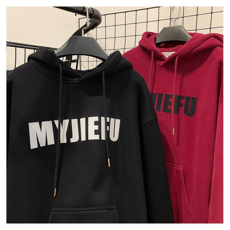 Mens Heavyweight Hooded Sweatshirt Winter Fleece Lined Loose Fit Streetwear Couple Top