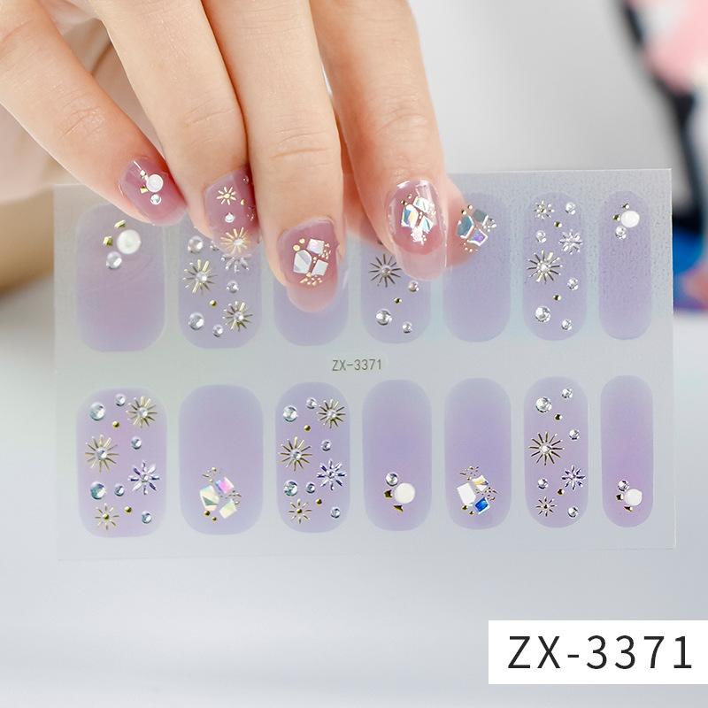 ZX 3D Waterproof No-Cure Gel Nail Wraps, Full Cover Japanese & Korean Style Spring & Summer Nail Stickers, Nail Patch Films