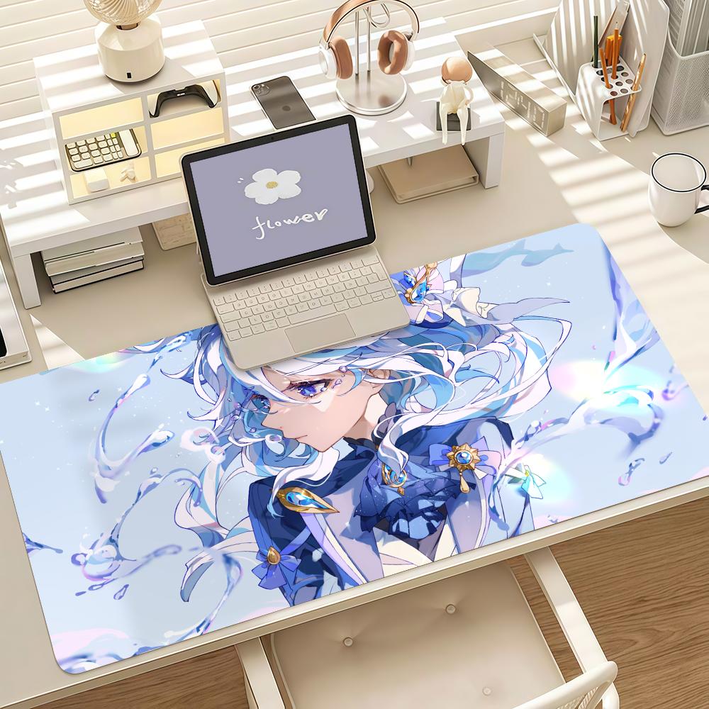 Game Genshin Impact Furina Mouse Pad Anti Slip Rubber Edge Locked Thickened Laptop Gaming Desk Mat
