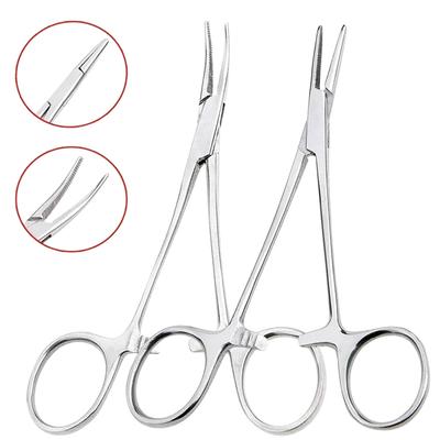 Stainless Steel Curved Tip and Straight Tip Forceps Lockin 12.5,16,18cm for Clip Pet Hair Clamp Fishing Plier Hand Tool