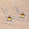 Citrine Quartz Gemstone Handmade Gift For Her Silver Jewelry Earrings 1.5''