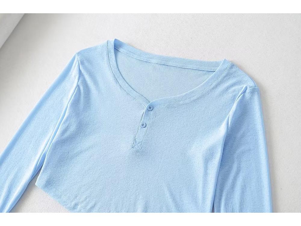 Trendy Women's High Waist Crop Top with Thin Long Sleeves - Summer Sunscreen Top
